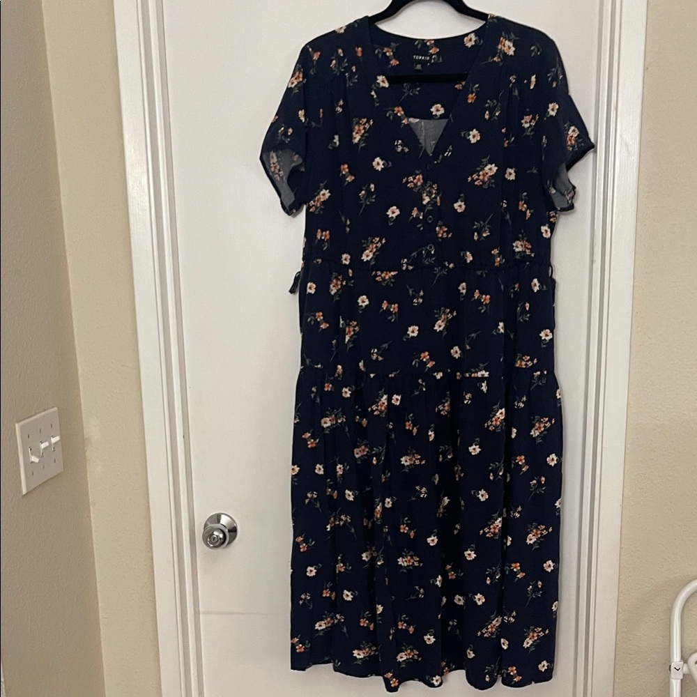 Torrid Navy Floral Midi Dress